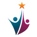 Human partner reaching star logo design