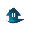 Wave nature house real estate logo design Royalty Free Stock Photo