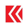 Red square arrow letter k logo design