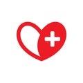 Love hearth plus red logo design