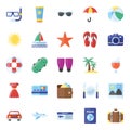 Pack Of Travelling Equipment Flat Icons