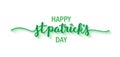 HAPPY ST PATRICK`S DAY green brush calligraphy banner