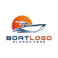 Speed boat logo design template ,Sea boat logo design concept ,Vector illustration