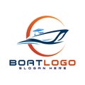 Speed boat logo design template ,Sea boat logo design concept ,Vector illustration Royalty Free Stock Photo