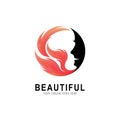 The logo of a beautiful woman, fire and face Royalty Free Stock Photo