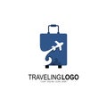 Holiday airplane logo design illustration, bag travel logo Royalty Free Stock Photo