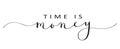 TIME IS MONEY black brush calligraphy banner