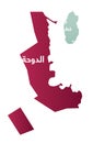 Simplified map of the district/ region of Ad Dawhah in Qatar Royalty Free Stock Photo