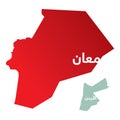 Simplified map of the governorate / district of Ma`an in Jordan