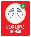 Usar Luvas De MÃÂ£o `Wear Hand Gloves` in Portuguese icon. Royalty Free Stock Photo