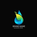 Abstract water drop logo design and green leaf Royalty Free Stock Photo
