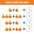 Mathematics educational game for children. Learning counting, addition worksheet for kids. math Addition Subtraction Puzzle fruit Royalty Free Stock Photo
