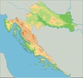 High detailed Croatia physical map. Royalty Free Stock Photo