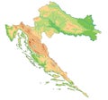 High detailed Croatia physical map. Royalty Free Stock Photo