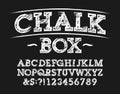 Chalk Box Alphabet Font. Handwritten Letters, Numbers And Symbols.