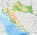 High detailed Croatia physical map with labeling. Royalty Free Stock Photo