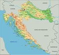 High detailed Croatia physical map with labeling. Royalty Free Stock Photo