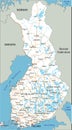 High detailed Finland road map with labeling.