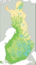 High detailed Finland physical map.