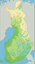 High detailed Finland physical map.