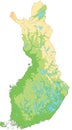 High detailed Finland physical map.