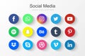 Collection of popular social media icons Facebook Twitter Instagram LinkedIn Pinterest Youtube WhatsApp Snapchat Messenger Royalty Free Stock Photo