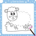 Illustration of dot to dot sheep animal