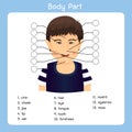 Illustrator of Worksheet body parts boy for kid