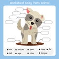 Illustrator of Worksheet body parts dog animal