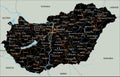 High detailed Hungary road map with labeling.