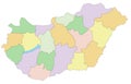 Hungary - Highly detailed editable political map.