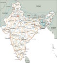High detailed India road map with labeling. Royalty Free Stock Photo
