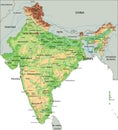 High detailed India physical map with labeling. Royalty Free Stock Photo