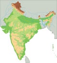 High detailed India physical map.