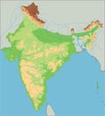 High detailed India physical map. Royalty Free Stock Photo
