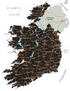 High detailed Ireland road map with labeling.