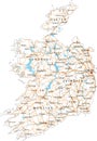 High detailed Ireland road map with labeling.