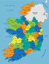 Colorful Ireland political map with clearly labeled, separated layers. Royalty Free Stock Photo