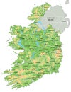 High detailed Ireland physical map with labeling. Royalty Free Stock Photo