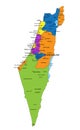 Colorful Israel political map with clearly labeled, separated layers.