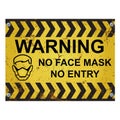 Warning no mask no entry sign