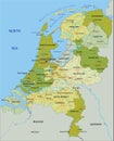Highly detailed editable political map with separated layers. Netherlands. Royalty Free Stock Photo