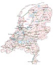 Netherlands road and highway map. Royalty Free Stock Photo