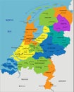 Colorful Netherlands political map with clearly labeled, separated layers.