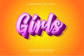 Cute girls 3d text effect