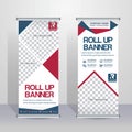 Red and Blue roll up business brochure flyer banner design vertical template vector. Royalty Free Stock Photo