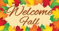 Welcome fall social media banner with colorful detailed maple leaves as the border Royalty Free Stock Photo