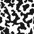 Vector animal print. Cow skin texture, black and white spot repeated seamless pattern. Royalty Free Stock Photo