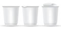Set of Blank Yogurt Plastic Cups : Vector Illustration