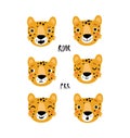Cute leopard, vector character set. Royalty Free Stock Photo